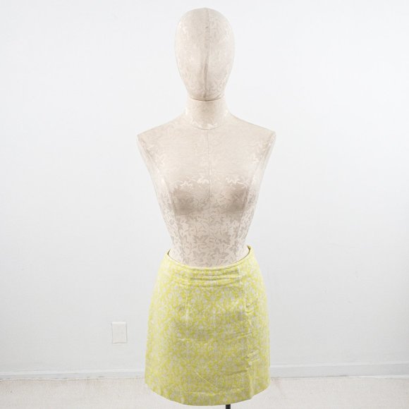 VTG 6 90s Jacquard Damask Print Mini Skirt Neon - Picture 3 of 14
